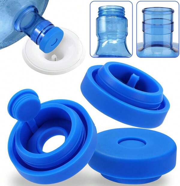 3 And 5 Gallon Jug Cap Reusable,Silicone Gallon Caps 55mm Bottle And Dispensers,Non-Spill 5 Gal Jug Cap Cover, Patented(3 Pack)