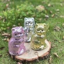 1pc Gold/Silver/Pink (Cat-Shaped) Mirror Disco Ball Decor - Colorful Retro Glass Sculpture, Suitable For 70s 80s Theme Party, Christmas, Valentine's Day Gifts, No Electricity Required Home Decor