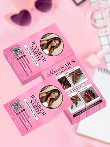 Personalized Beauty Salon, Hair Salon And Nail Art Business Cards, Customized Double-Sided Printing Business Membership Cards, 300gsm Coated Paper, DIY Business Cards, Beauty Business Cards, Makeup Artist Business Cards, Hair Salon Business Cards, Eyelash Business Cards, Nail Artist Business Cards, Influencer Business Cards, Fashionable, Colorful, Cute, Simple, Kawaii, Unique Personalized Custom Gifts, Modern, Clients, Students, For Business/Work/Office, For School,Office & School Supplies,Xmas Decoration,Custom Business Cards With Logo Text