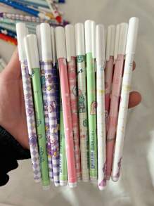 18支/12支/10支/9支/8支可爱黑色中性笔，0.5mm笔尖，书写流畅，黑色笔芯适合学生作业和考试，学校用品，办公用品，开学季学生和老师的礼物 - 彩色 - 查看 8