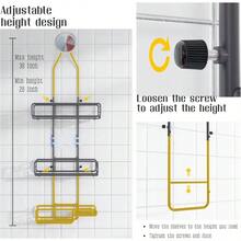 Shower Caddy Hanging Bathroom Organizer: Over Head Adjustable Rack For Tall Showerhead Extra Large Storage Shelf For Big Shampoo Bottles With Soap Holdergift - 灰色 - 查看 3