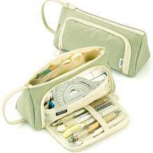 1 件大容量三角形铅笔盒耐用材料笔袋，宽敞的存储空间，适合学校、办公室和旅行必需品，文具收纳袋，完美的节日礼物，铅笔袋，书包，用于学校用品，返校 - 三角形 - 查看 2