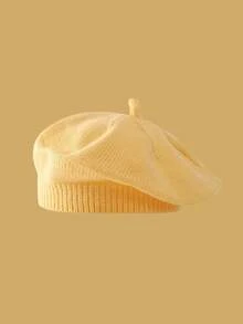 1pc Children's Solid Color Versatile Beret Hat, Adorable & Stylish Knitted Beanie For Infant Toddler, Suitable For Autumn/Winter Daily Wear - 1PC - View 6