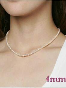 1 chiếc vòng cổ ngắn ngọc trai thủy tinh 4mm, vòng cổ choker, thanh lịch và đa năng - trắng - Xem 8