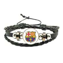 1pc Football Club Crystal PU Leather Bracelet For Men & Women Sports Fans