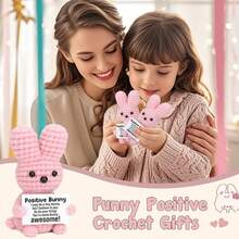1pc Pink Rabbit Hand-Woven Plush Doll Ornaments With Encouraging Words Can Be Given As Small Gifts To Friends And Family. Lovely Doll Gift Design And Encouraging Words Are Very Warm And Sweet! These Lovely Dolls Will Always Be Your Friends