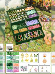 三层串珠手链 DIY 珠宝制作套件，彩色珠子适用于手链、项链、耳环 DIY 工艺品，包含珠宝盒 - 彩色 - 查看 13