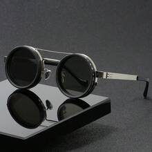 1 pieza Gafas de moda de unicolor estilo retro con estilo, lentes giratorias - brillo ajustable, marco de aleación, lentes TAC de color negro y gris - Multicolor - Ver 7