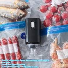 مضخة شفط يدوية صغيرة، مضخة شفط فراغية، ختام فراغي صغير، تصميم لاسلكي قابل للشحن عبر USB، مجموعة حفظ الأطعمة الجافة والرطبة، تشمل أكياس فراغية ومضخة فراغية، تخزين مدمج، معدات حفظ الأطعمة بالفراغ الكهربائية، أكياس فراغية، هدية عيد الحب والكريسماس بخصم - متعدد الألوان - مشاهدة 8