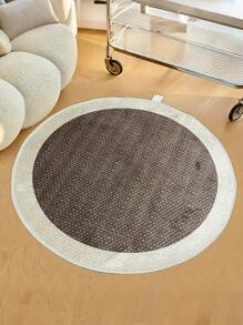 1pc Simple Round Plush Decorative Rug, Brown Round Carpet, Backing, Solid Color/Striped/Checkered Design, Suitable For Living Room, Bedroom, Office - Christmas, Halloween, Thanksgiving Indoor Decor, Decorative Rug, Bedroom Decor, Small Rug, Carpet, Home Decor, Living Room Rug, Small Living Room Rug, Bedroom Rug