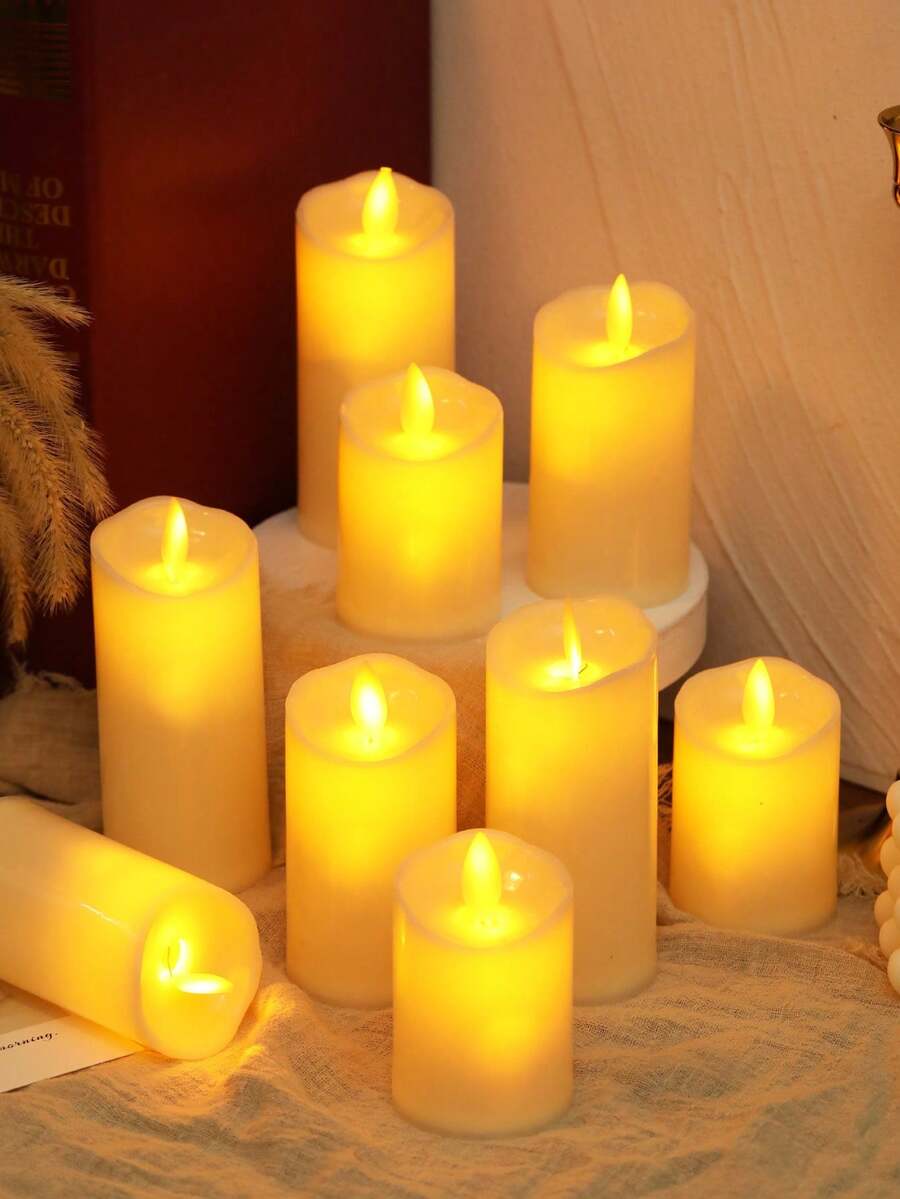 1 pièce Bougie LED brillante à mèche oscillante simulée avec pile, bougie électronique pour décoration de mariage, fiançailles, proposition, festival et anniversaire, bougie sans flamme à piles, plus léger de décoration d'intérieur, bougies de mariage, bougies de vœux - Huang Guang - Voir 1