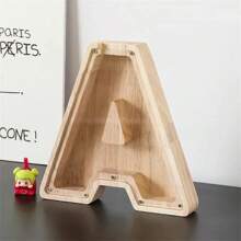 Madebyblanc 木制大号字母储蓄罐 带首字母的存钱罐 硬币存钱罐 生日、圣诞节、节日趣味礼物