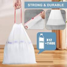 Small Trash Bags 4 Gallon, TearFree Garbage Bags With Drawstring, Unscented White Trash Bags, 60 Count - 15 Gal - 33 Số lượng - Xem 5