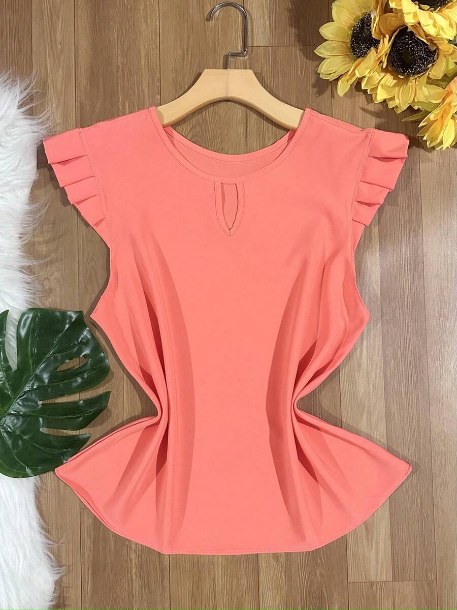 Women's Fashion Crepe Tank Top - Watermelon Pink - View 1