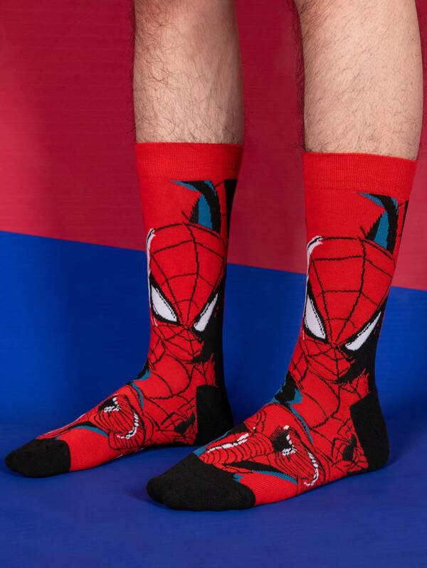 Disney 1 Pair Official Spider-Man, Disney Superhero Socks, Cartoon Christmas New Year Gift Socks For Men And Women, Creative And Interesting Socks, Disney Socks