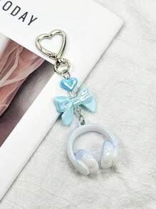 1 pièce Porte-clés écouteurs unisexe dégradé pour mélomanes, dragonne polyvalente pour téléphone, support de carte CCD cool, pendentif sac à dos étudiant, cadeau pour festival de musique, accessoire de voiture pour femmes, porte-clés pour sac