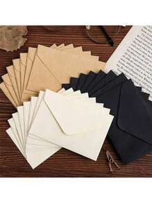 10 pezzi/20 pezzi/40 pezzi/50 pezzi Buste di carta kraft mini, stile minimalista estetica vintage per lettere d'amore, inviti di matrimonio, posta per ufficio, colori assortiti torna a scuola