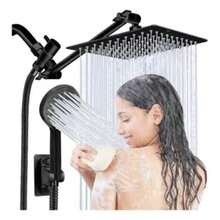 - Regadera metálica 20x20 cm + tubo de 30 cm | fácil de usar y resistente al óxido | envío gratis - Ducha/alcachofa metálica con tubo, diseño anti-corrosión para baño moderno. - plateado - Ver 1