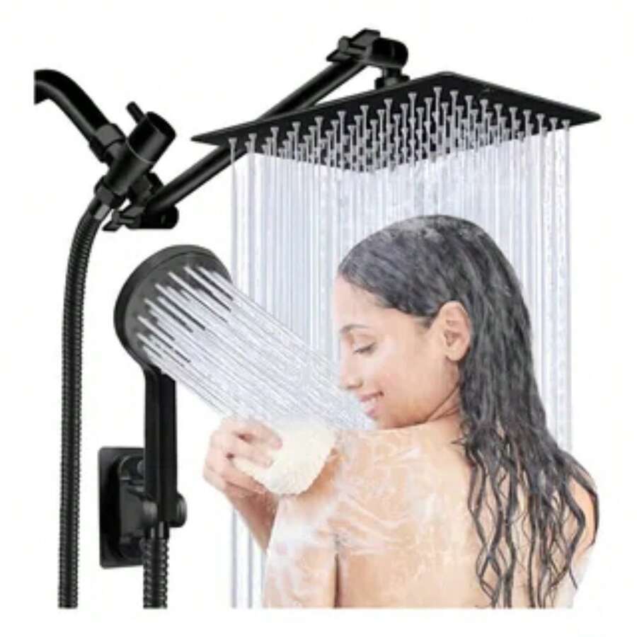 - Regadera metálica 20x20 cm + tubo de 30 cm | fácil de usar y resistente al óxido | envío gratis - Ducha/alcachofa metálica con tubo, diseño anti-corrosión para baño moderno. - plateado - Ver 1