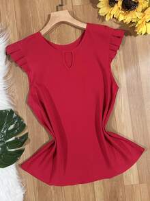 Women's Fashion Crepe Tank Top - Red - View 3