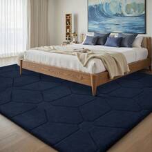 Treeboy Modern Fluffy Rugs Living Room 200x300, 3D Grey Area Rugs For Bedroom, Modern Design Extra Large Rugs For Living Room, Machine Washable Anti Slip Fluffy Rug Shaggy Rug Cream Rug Carpets Mat For Kids Room Bedroom - 藏蓝色 - 查看 5