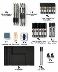 34PCS Art Mechanical Pencil Set, Drafting Pencil 0.5, 0.7, 0.9MM & 3PCS 2.0MM Mechanical Drawing Pencils With 384PCS Leads (6B 4B 2B HB 2H 4H Color) For Artist Sketching Drawing - 黑與白 - 查看 3