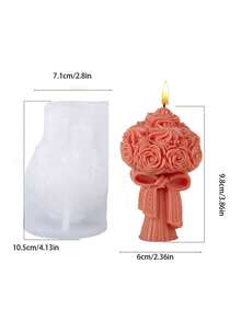 1个优雅3D玫瑰柱形蜡烛模具 - 丝带设计/易于脱模，适用于蜡烛/树脂/水泥，圣诞节/情人节礼物硅胶模具/母亲节礼物硅胶模具 - 白色 - 查看 10