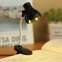 1个迷你可调节角度铃兰花形LED阅读灯，带夹子，桌面装饰迷你台灯，夜间护眼阅读灯（含电池），床头阅读灯