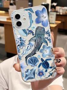 1pc 1pc Fashionable Personalized Ocean Elements Whale, Starfish, Jellyfish, Coral Collage Pattern Transparent TPU Cushion Shock-Absorbing Phone Case Compatible With  16/16Pro/16Plus/15/15ProMax/15Pro/11/12/13/14ProMax/12Mini/13Mini/11Pro/11ProMax/12Pro/12ProMax/13Pro/13ProMax/14Pro/14ProMax, Soft Case With Elegant Vibe Waterproof Anti-Fall Scratch Resistant Phone Cases Summer  17 Pro Case  17 Plus Case  15 Case  16 Case  16 Plus Case - 1 cái - Xem 2