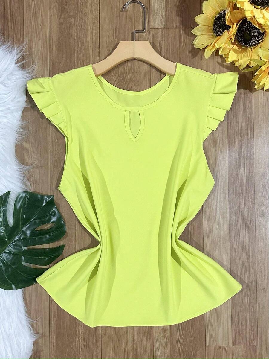 Women's Fashion Crepe Tank Top - Lime Green - View 1