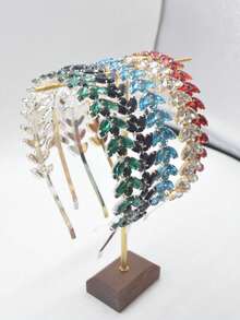 Green Crystal Rhinestone Headband, Wedding Hair Accessory, Women & Girls Bridal Headpiece, Christmas & Halloween Party Headwear - Multicolor - View 5