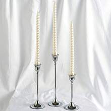 1/3 chân nến kim loại phong cách châu Âu sáng tạo cổ điển, thiết kế đơn giản, trang trí đám cưới, tiệc bar, phòng khách, trang trí phòng ăn - Bạc - Xem 9