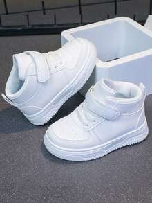 1 双高帮舒适平底休闲运动鞋，适合婴幼儿，适合四季日常户外穿着 - 白色 - 查看 3