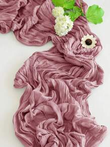 1 pieza/15 piezas Camino de mesa de gasa arrugada color rosa sakura, camino de mesa decorativo rectangular de unicolor, adecuado para la decoración del hogar, como mesa de comedor, mueble de TV, mesa de café