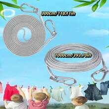 1pc Plastic Coated Galvanized Steel Wire Clothesline (Diameter 0.2/0.3cm), A Portable Multi-Purpose Steel Wire Rope. Suitable For Indoor/Outdoor Laundry, Drying Clothes And Bedding. Ideal For Camping Gear, Bathroom And Dorm.