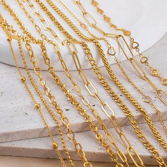 1米不锈钢时尚O型环链，配心形珠子，适合DIY手工手链、项链、珠宝配件