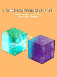 Juego de bloques de construcción magnéticos - Cubos sensoriales STEM, adecuados para niños, mis bloques de rompecabezas magnéticos, juguetes de regalo de cumpleaños de Halloween y Navidad (estilos de patrones de colores aleatorios) Juguetes de bloques de construcción magnéticos para preescolar, juguetes de bloques de construcción translúcidos, adecuados para niños y niñas de 3 a 6 años, juguetes sensoriales Montessori STEM magnéticos para preescolar
