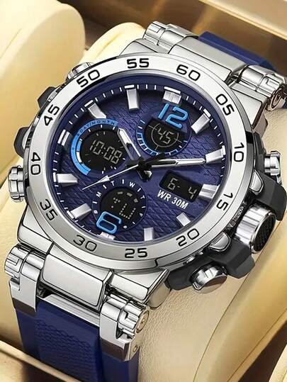 1件新款时尚双显男士及青少年手表，户外运动，防水，电子款