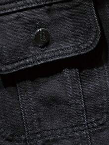 Thick Denim Regular Jacket Coat For Men, Black Casual Streetwear, Fashion , Autumn/Spring