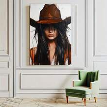 1 pieza de pinturas decorativas con marco para la sala de estar [2D plano]Una pintura de pared con marco de madera, pintura al óleo abstracta plana, que representa a una mujer con largos cabellos negros, con decoraciones de de tercer cumpleaños, adecuada para el Día de la Madre, Año Nuevo, regalos de Pascua, para madres, decoración de la sala de estar, decoración de pared de oficina, baño, regalo perfecto y decoración del hogar, se puede colgar directamente, disponible en varios tamaños, inyecta alegría en tu espacio único. - Multicolor - Ver 5