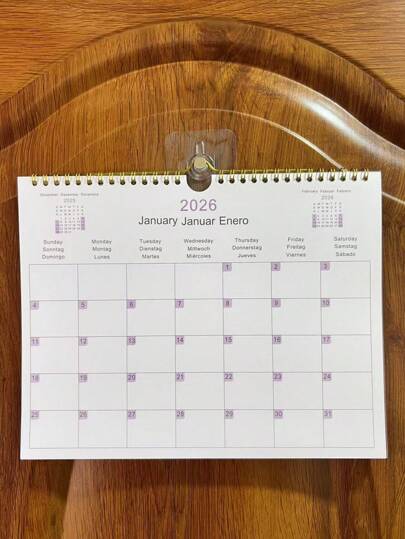 1pc Minimalist 2026 Calendar, Wall Calendar, Desk Calendar, Monthly Planner, Suitable For Home, Portable Office Planner, Time Management, Daily Organizer - New Year Organizer - Christmas - Halloween Gift