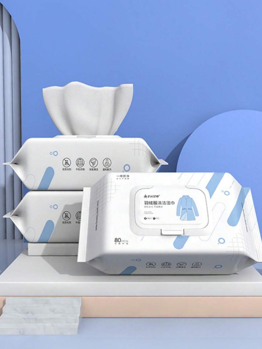 80 Peças/Pacote Lenços Umedecidos para Limpeza de Jaquetas de Pluma, Remoção de Manchas, Lavagem Sem Água, Lenços Umedecidos para Roupas, Suprimentos Essenciais para o Lar