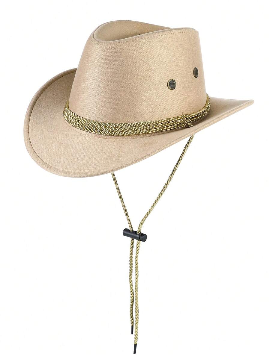 LEAJOURNO. 1pc Unisex Rope Felt Cowboy Style Outdoor Hat, Suitable For All Seasons