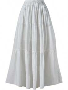 Women's Summer Long Flowy Renaissance Skirt With Pockets - Boho High Waist A-Line Maxi Skirt,Vacation Outfits Women,Valentine Outfits For Women,Street Photography - 白色 - 查看 1