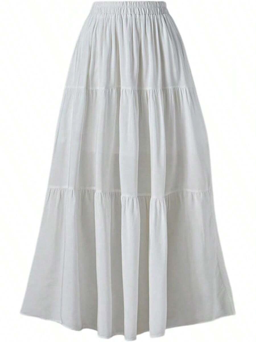 Women's Summer Long Flowy Renaissance Skirt With Pockets - Boho High Waist A-Line Maxi Skirt,Vacation Outfits Women,Valentine Outfits For Women,Street Photography - 白色 - 查看 1