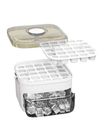 2件装家用易脱模速冻一键按压冰格冰块模具家用制冰盒储存冷冻冰块模型