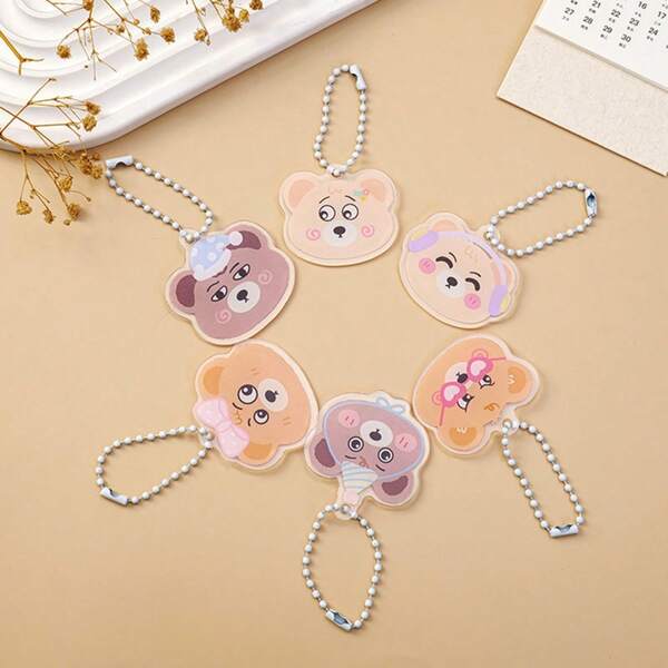 Cute Cartoon Bear Head Acrylic Keychain, Student Backpack Decoration Pendant, Small Gift