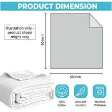 Cobija de 100 % algodón para cama, de tejido gofre, para verano, ligera y transpirable, suave para primavera, blanco, cobija tamaño decorativo (127 x 152 cm) - Verde Oscuro - Ver 2