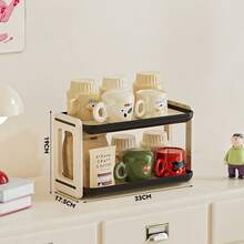 3-poziomowy regał z odpływem, jaskrawo kolorowy, pionowy regał na kubki/zestaw do kawy/słoik na przyprawy/kosmetyki/przybory toaletowe/różne przedmioty na blat kuchenny/stół jadalny/kredens/blat łazienkowy