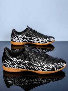 Men's Football Shoes, Indoor Five-A-Side Training Shoes, Breathable, Anti Slip, Wear-Resistant, Shock-Absorbing, Outdoor Sports, Cowhide Sole, Unisex Shoes - Black - View 5